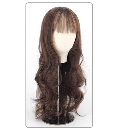 Natural Wavy Long Curly Hair Wig Dark Brown Brunette