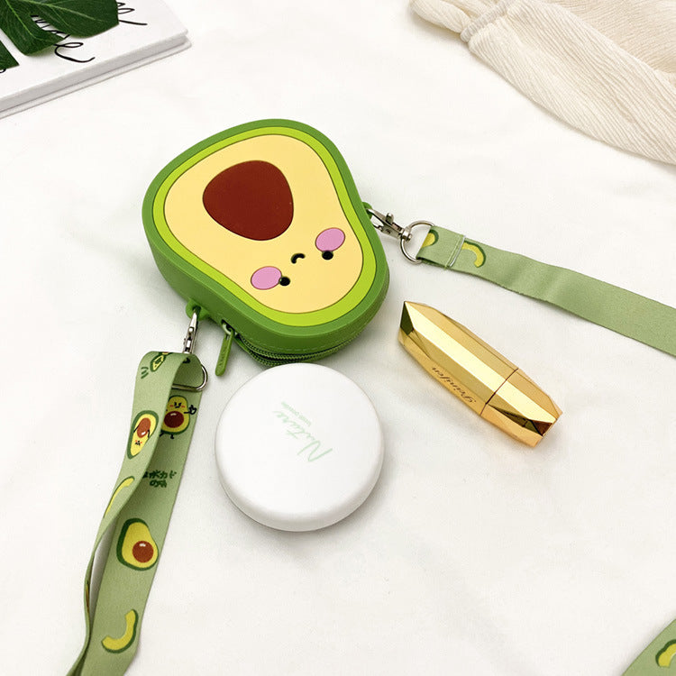 Cute Avocado Silicone Crossbody Bag for Girls