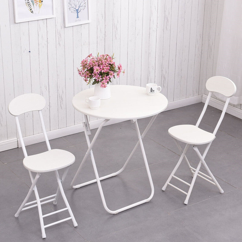 Elegant Wood and Steel Folding Chair White