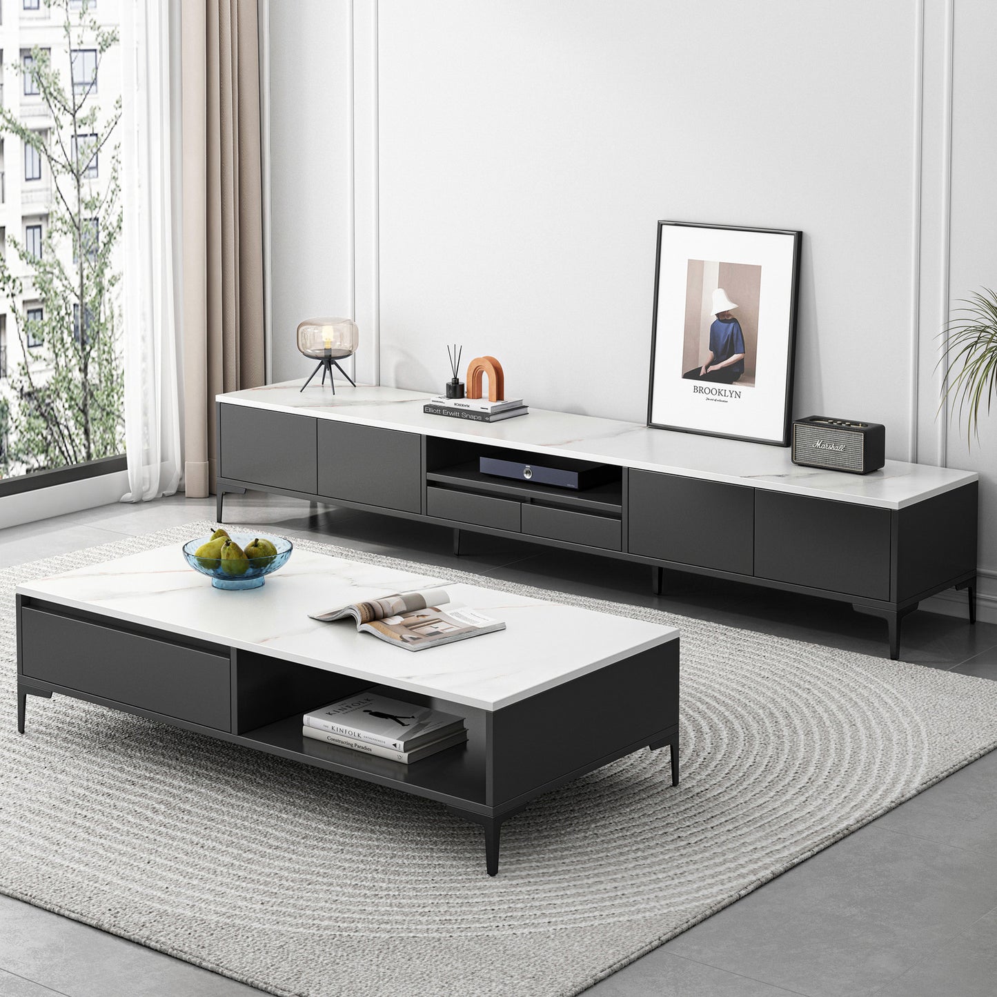 Miro 2-Piece Living Room Set: Modern Coffee Table & 2m TV Entertainment Unit