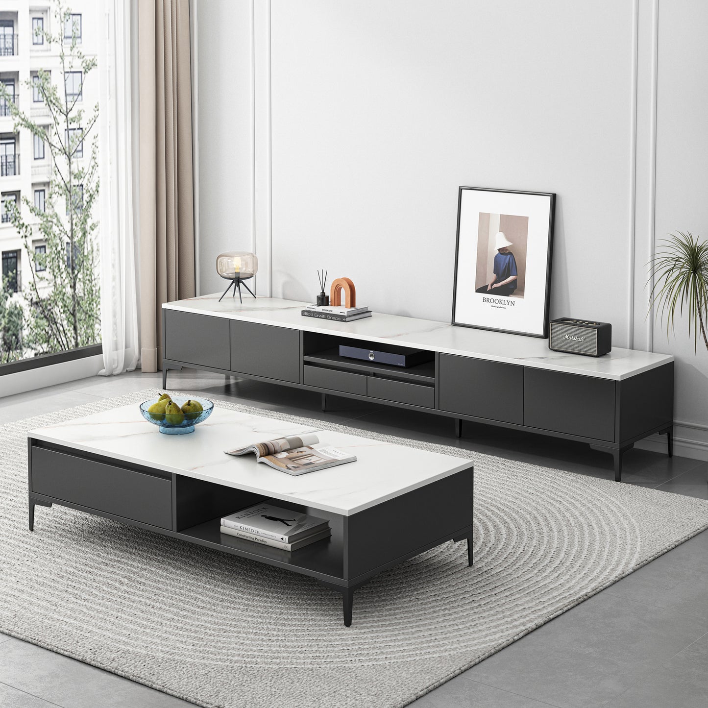 Miro 2-Piece Living Room Set: Modern Coffee Table & 2m TV Entertainment Unit