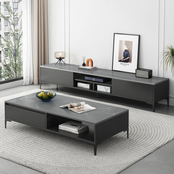 Miro 2-Piece Living Room Set: Modern Coffee Table & TV Entertainment Unit