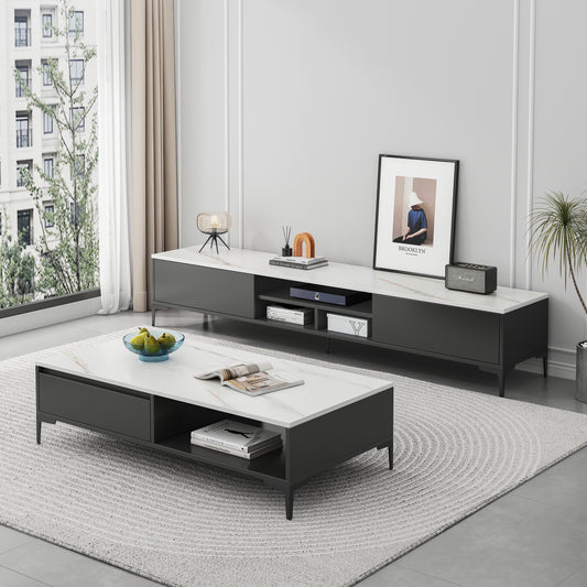 Miro 2-Piece Living Room Set: Modern Coffee Table & TV Entertainment Unit