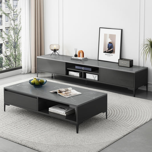 Miro 2-Piece Living Room Set: Modern Coffee Table & TV Entertainment Unit