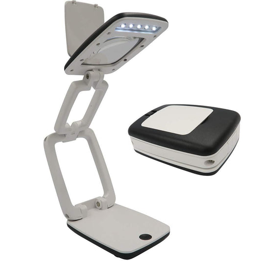 Adjustable LED Foldable Desktop Magnifier Lamp with Magnifying Glass