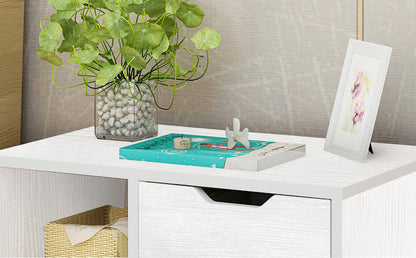 Stylish 3 Drawer Cabinet and Shelf Utility Side Table White