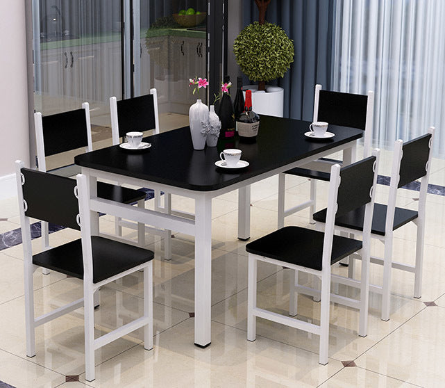 4 Piece Modern Wood Steel Dining Chairs Black White