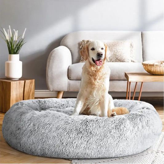 70cm Cozy Plush Soft Fluffy Pet Bed for Dogs and Cats Light Grey