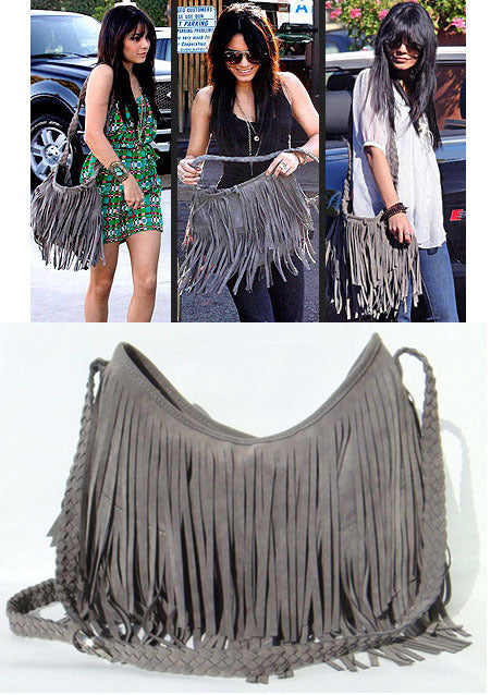 Chic Designer Suede Fringe Handbag