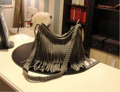 Chic Designer Suede Fringe Handbag