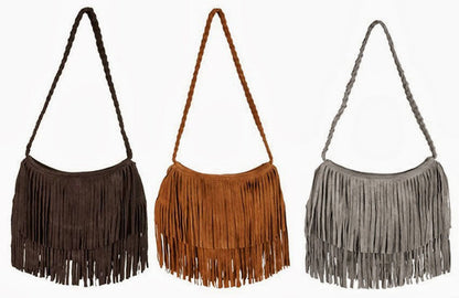 Chic Designer Suede Fringe Handbag