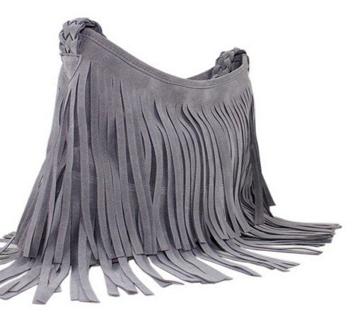 Chic Designer Suede Fringe Handbag