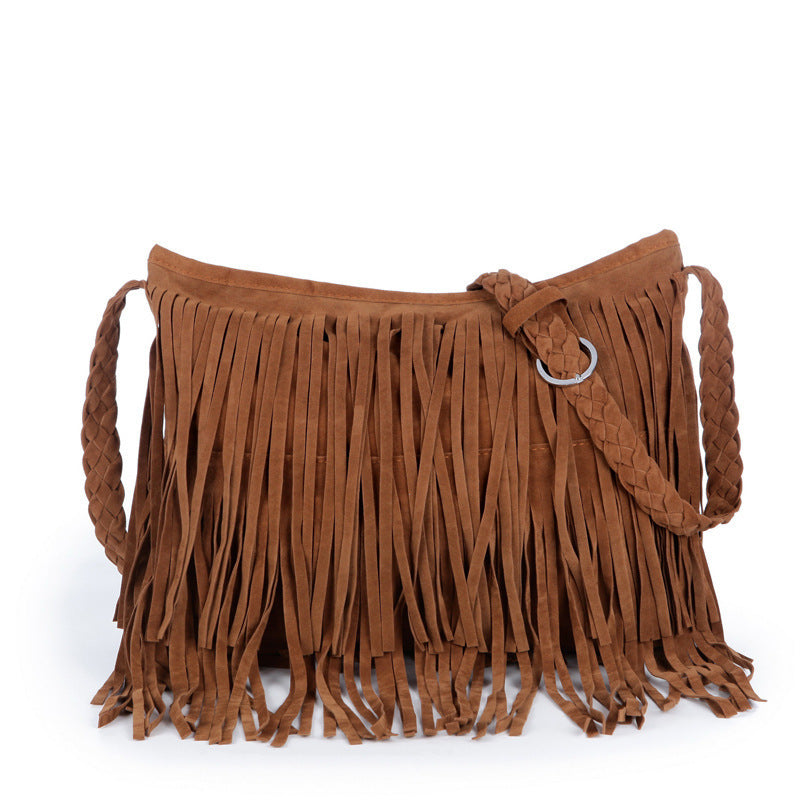 Chic Designer Suede Fringe Handbag