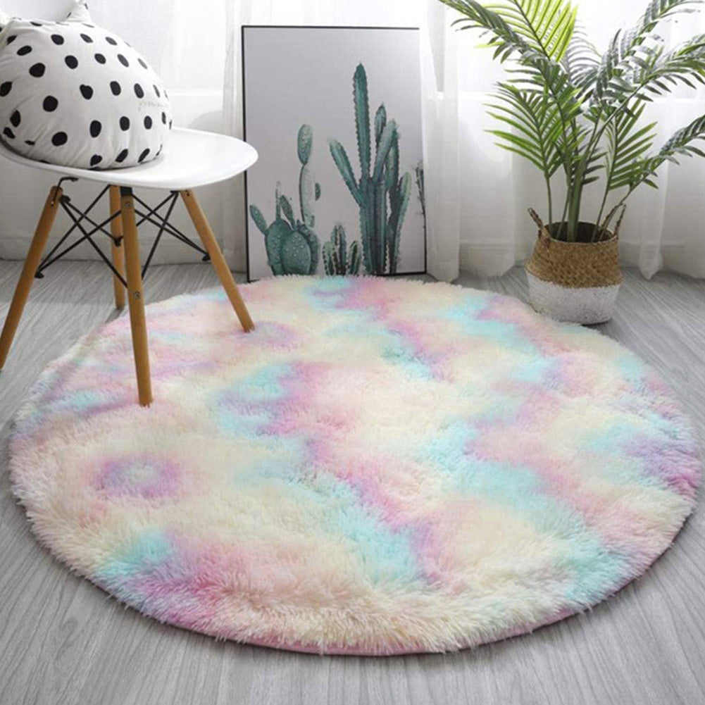 2m Large Infinity Round Shag Rug Soft Cozy Rainbow Dream