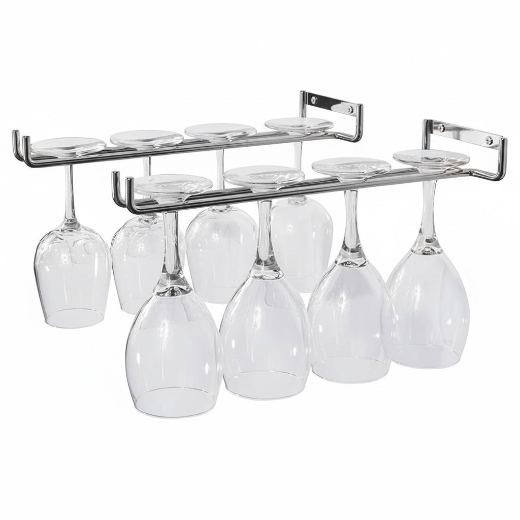Wine Glass Hanger Rack Under Cabinet Stemware Storage Organizer for Kitchen Bar