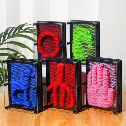 Small 3D Pin Art Board Game Hand Impression Desk Toy Fun Office Decor