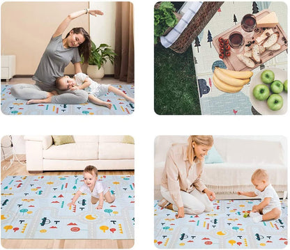 2m Extra Thick Waterproof Folding Baby Kids Play Mat (Car trucks/Mountains)