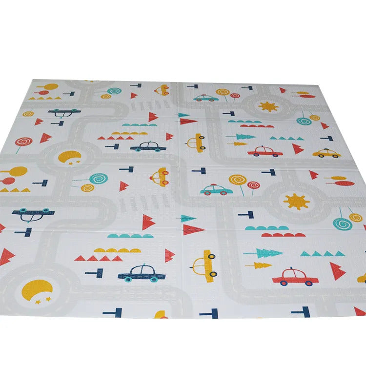 2m Extra Thick Waterproof Folding Baby Kids Play Mat (Car trucks/Mountains)