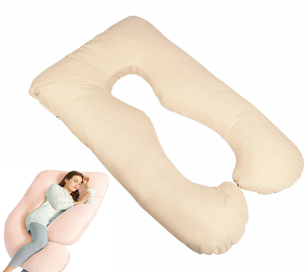 Large Comfort Support Body Pillow Beige