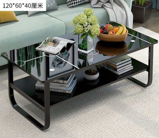 Elegant High Gloss Coffee Table with Shelf for Living Room