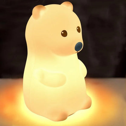 Adorable Silicone Bear Night Light USB Rechargeable Lamp