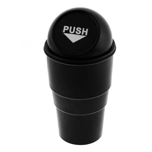 Compact Car Trash Can with Lid for Easy Waste Disposal Black