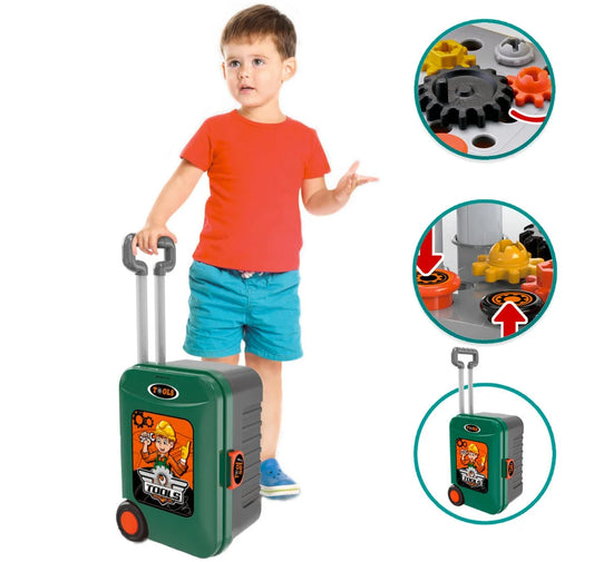 Kids 3 in 1 Tool Bench Workshop Playset Toy Toolbox Suitcase