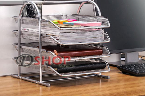 4-Tier Office Document Tray Paper Magazine Desk Organizer for Home Office