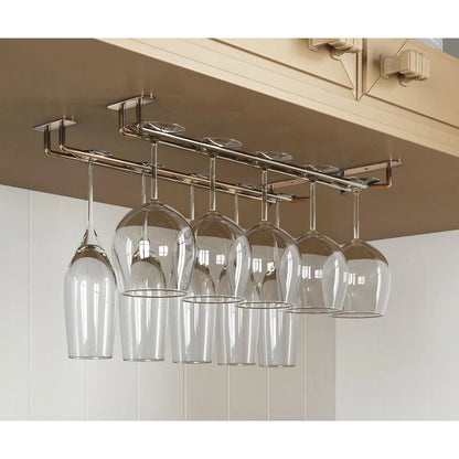 Wine Glass Hanger Rack Under Cabinet Stemware Storage Organizer for Kitchen Bar