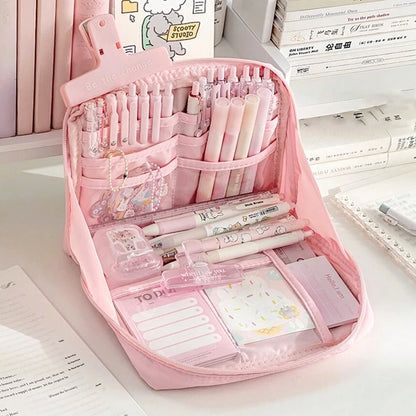 Large Capacity Stationery Organizer Bag pink design