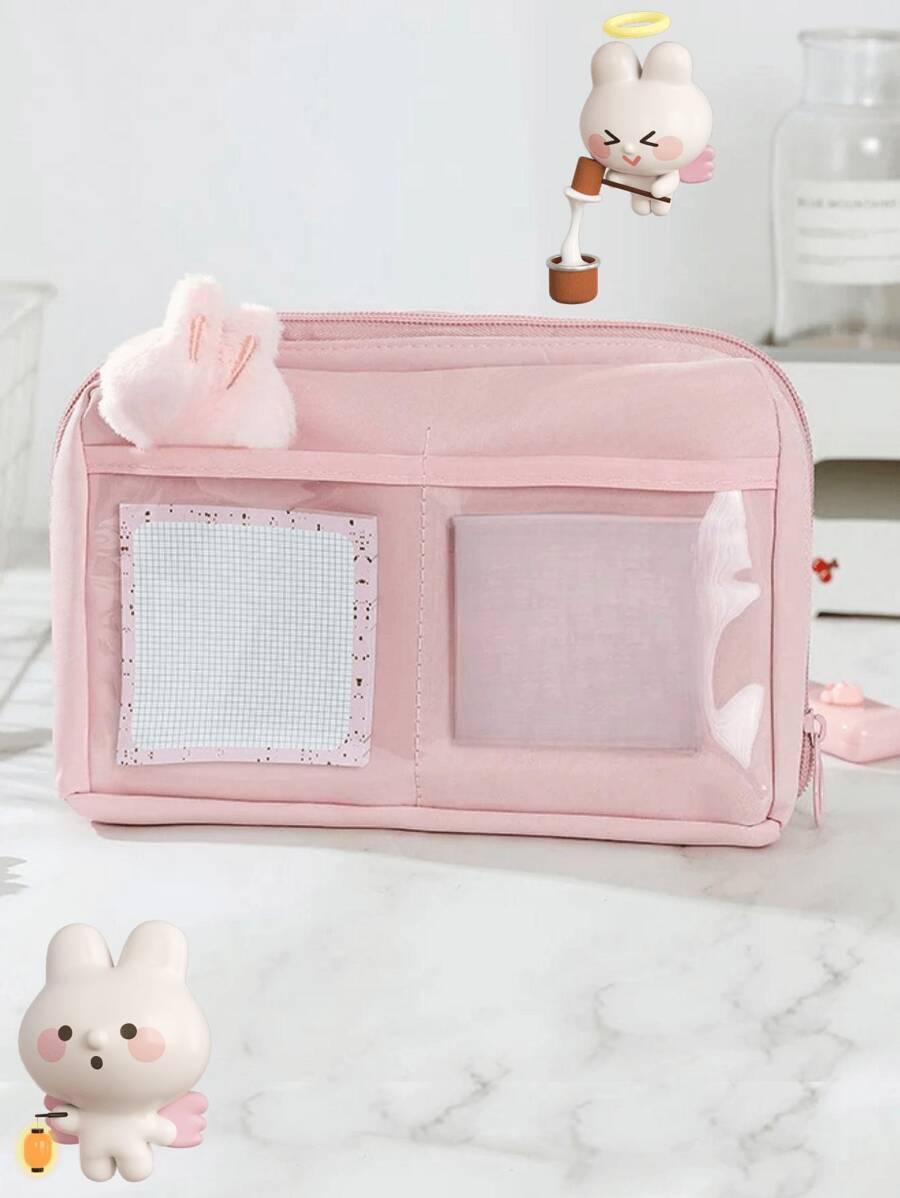 Large Capacity Stationery Organizer Bag pink design