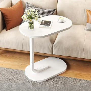 Sofa Bed Side Table Laptop Desk White Accent Coffee Stand (White)