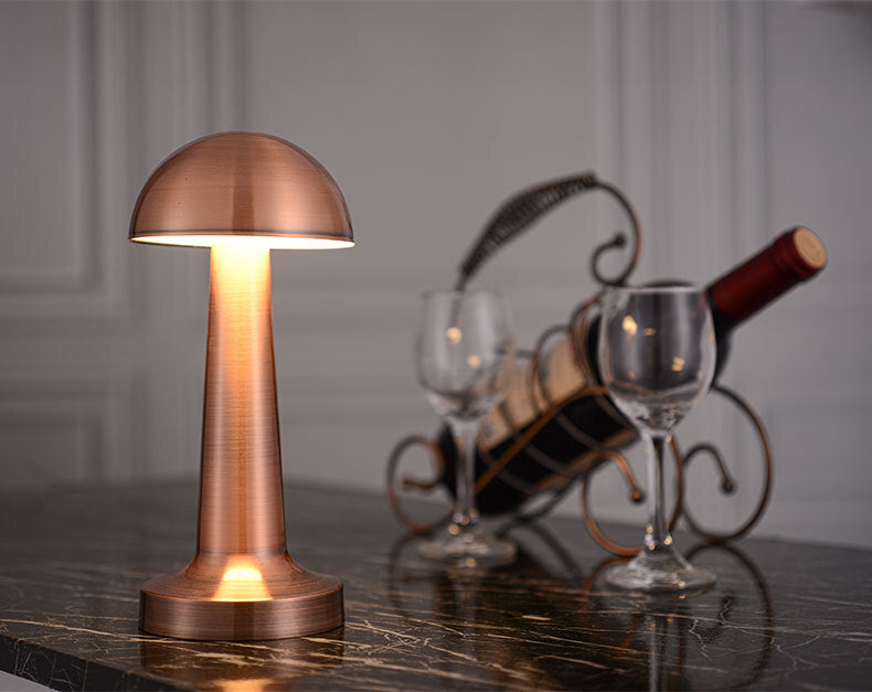 Cordless Touch Sensor LED Table Lamp Rose Gold Dome