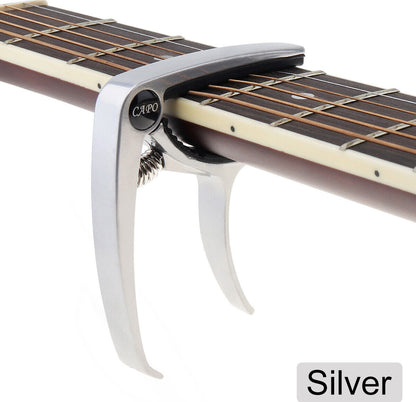 Professional Guitar Capo Clamp Key Tuner for Acoustic and Electric - Silver