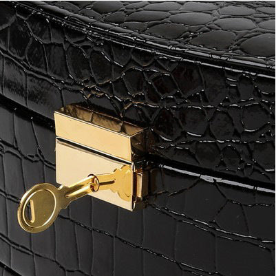 Elegant PU Leather Jewelry Storage Case Black