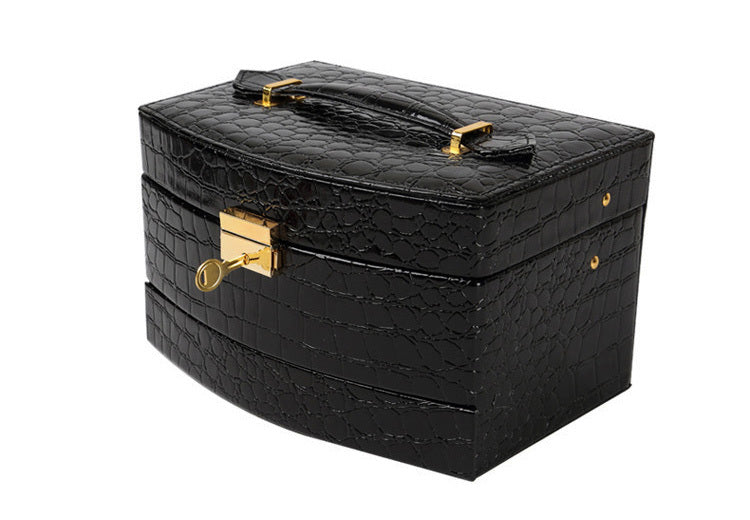 Elegant PU Leather Jewelry Storage Case Black