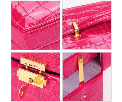 Large Pink PU Leather Jewellery Box Organizer for Women