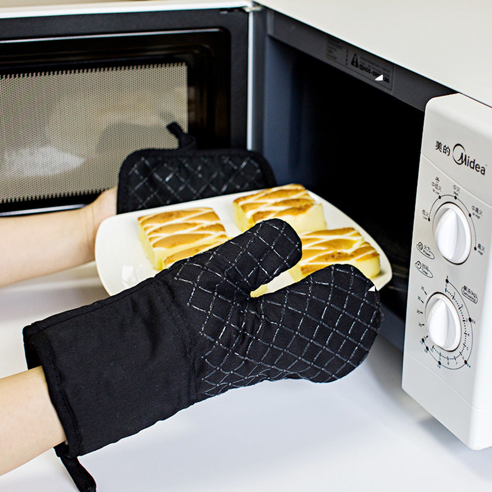 Heat Resistant Non-Slip Silicone Oven Mitts and Pot Holder Kitchen Set