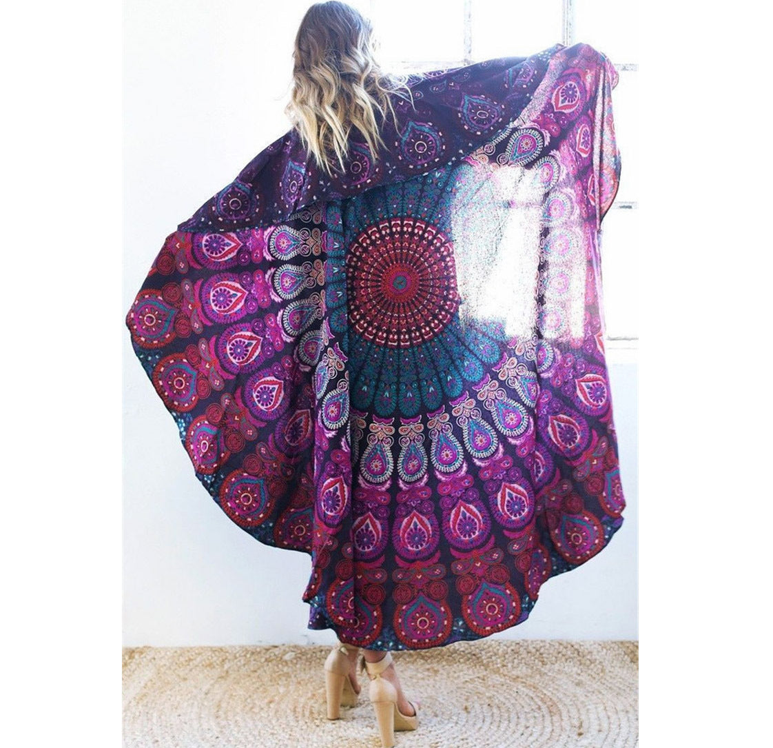 Elegant Round Beach Shawl Purple