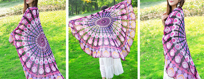 Elegant Round Beach Shawl Purple