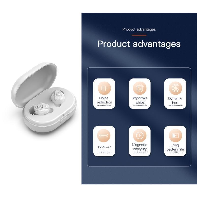 Rechargeable Wireless Hearing Aid with Advanced Noise Canceling Technology