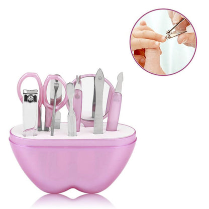 9 Piece Manicure Nail Care Set Perfect for Home and Travel Pink