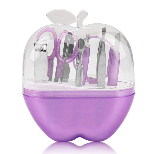 9 Piece Manicure Nail Care Kit Professional Grooming Set Purple