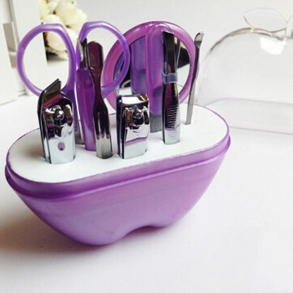 9 Piece Manicure Nail Care Kit Professional Grooming Set Purple