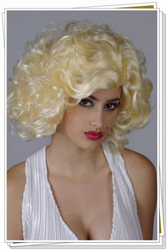 Short Curly Wig Golden Blonde Glamorous Style