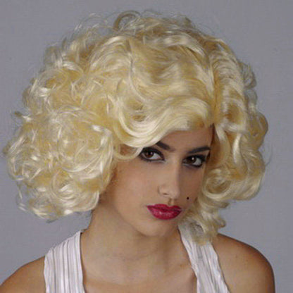 Short Curly Wig Golden Blonde Glamorous Style