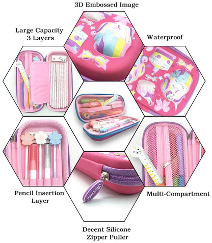 3D Unicorn Cupcake Pencil Box Case Storage Organiser for Kids