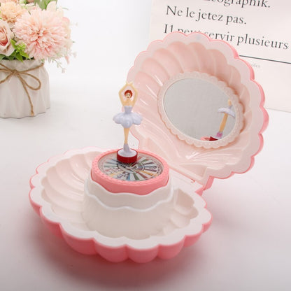 Dancing Ballerina Shell Music Box Jewellery Organiser Pink