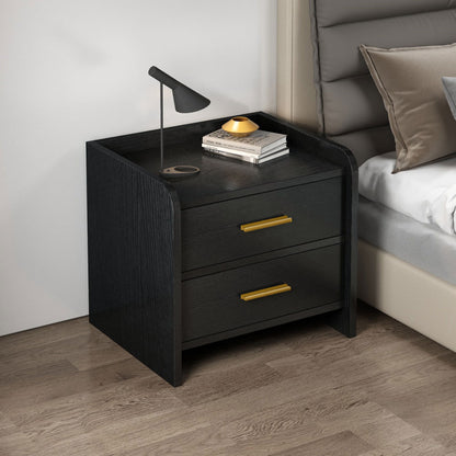 Stylish 2-Drawer Bedside Table Nightstand Black