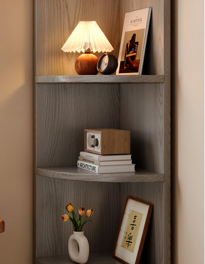 Stylish 5-Tier Rustic Grey Wooden Corner Shelf Unit
